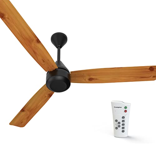 Crompton Energion Cromair 1200mm BLDC Ceiling Fan with Remote Control | BEE 5 Star Rated Energy Efficient | Anti-Dust | Superior Air Delivery | 5 Years Manufacturer's Warranty | Light Pine Wood