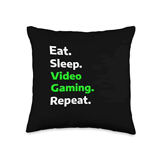 Eat Sleep video-gaming Repeat funny hobby Throw Pillow