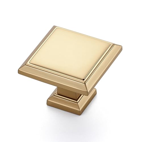 Image of Ravinte 30 Pack 1-3 /16 Inch Champagne Bronze Kitchen Square Cabinet Knobs Solid Drawer Pulls Single Hole Kitchen Cabinet Hardware Knobs for Cabinets and Drawers