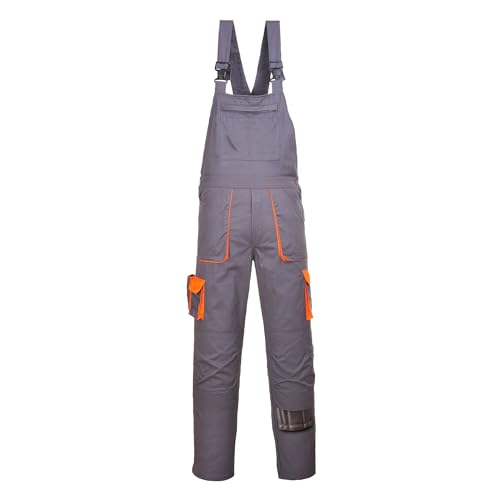 Portwest TX12 Mono de Trabajo con Peto y Tirantes Hombre Texo Contraste Gris, XL