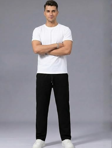 Image of Paralians Men's Polyester Straight Fit Track Pants with Flexi Waistband, Stretchable Mid-Rise Joggers for Sports, Gym & Casual Wear Pants Men