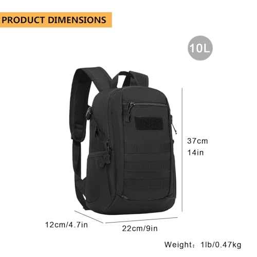ArcEnCiel 10L/20L Mini X-Small Tactical Backpack MOLLE Daypack Gear Pack Camping Bag with Patch