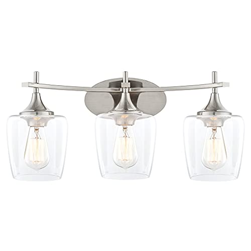 Super Cheap 🛒 Kira Home Stella 21.5 Modern Chic 3-Light Vanity/Bathroom Light + Wine Glass Shade, Brushed Nickel Finish Get Special Price Kira Home Stella 21.5 Modern Chic 3-Light Vanity/Bathroom Light + Wine Glass Shade, Brushed Nickel Finish