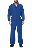 Arankhiger Halloween Mechanic Costume Men Blue Long Sleeve Fighter Jumpsuit Elastic Waist Zipper Coveralls M