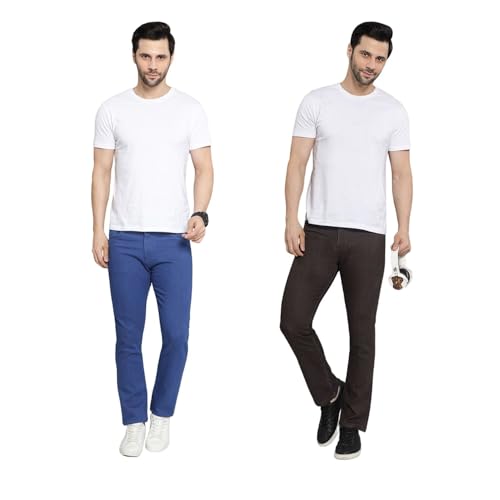 Image of DAIS Men's Stretchable Slim Fit Mid Rise Jeans, Pack of 2, (Combo of 2 Jeans)