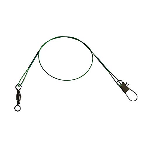 50pcs Fishing Wire Leaders Heavy Duty Nylon-Coated Fishing Line Wire Leaders with Swivels and Snaps 6inch Black/Green/Silver (50pcs Green, 6 inch)