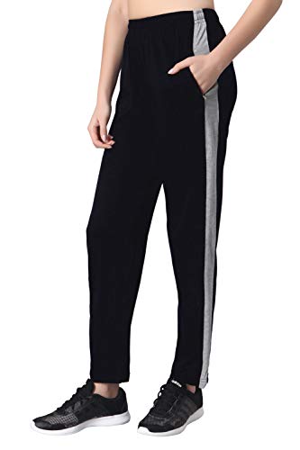 Image of Fflirtygo Women's Cotton Track Pants, Joggers for Women, Women�s Leisure Wear, Night Wear Pajama, Grey with Zip Pockets�for Sports Gym Athletic Training Workout