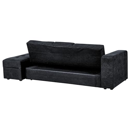 Couch Gästebett Sofa 3er Dreisitzer mit Bettkasten schwarz modern Falster – Bild 8