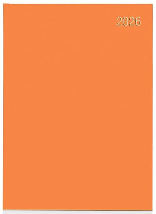 Top Sale 2026 A4 Week To View Yearly Diary with Hard Cover and Matching Ribbon Marker - Orange, Silver - Image 2