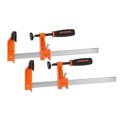 Jorgensen 12' Heavy-Duty Steel Bar Clamp Set, 1000 lbs Load Limit, 2-Pack