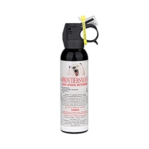 SABRE Frontiersman 7.9 fl oz. Bear Spray, Maximum Strength 2.0% Major Capsaicinoids, Powerful 30 ft. Range Bear Deterrent, Outdoor Camping & Hiking Protection, Quick Draw Holster & Multipack Options