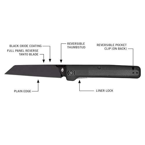 Gerber Gear Pledge Pocket Knife with Pocket Clip - 3.7" Full Panel Plain Edge Blade Folding Knife - EDC Gear and Equipment - Omni Gray - Image 5