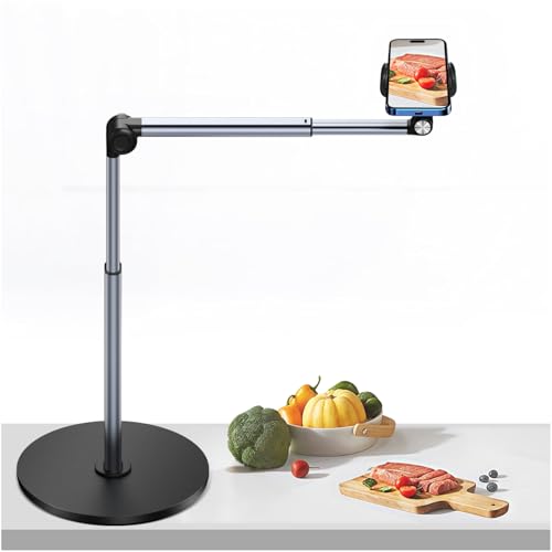 Filmer du Dessus Smartphone Trepied Bureau, 30 CM Long, Trepied iphone Réglable et Pliable, Adapté à la Diffusion, Enregistrement de Cuisine