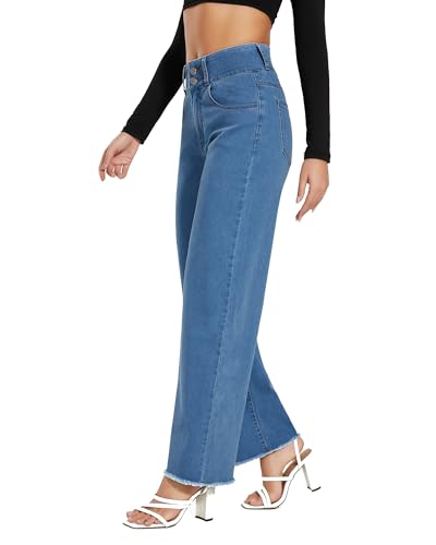 CROSS1946 Women's High Waisted Wide Leg Jeans Straight Leg Trendy Denim Pants4