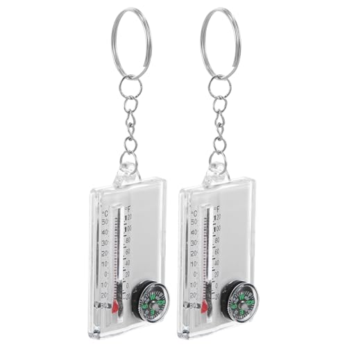 Toyvian 2pcs Portable Survival Compass with Thermometer Mini Keychain for Hiking Camping Outdoor Navigation Essential Tool for Adventure Enthusiasts