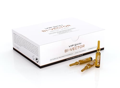 IDP, VIP SKIN BI-VECTOR AMPOLLAS - Tratamiento facial antiarrugas y antioxidante | Con Factores de Crecimiento Epidérmico y Ácido Hialurónico | Hidratación y luminosidad | 30 Ampollas de 2ml