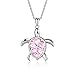 Einzigartige Turtle Beach Schmuck Netter Hawaii Plumeriablumen Ozean Tier Meer Schildkröten-Schildkröte Charme-Halsketten-Anhänger Frauen Geschenke Madchen Halskette Anhanger ( Metal color : Pink )