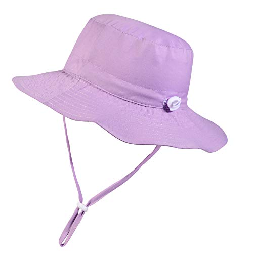 Momcozy Baby Sun Hat, Summer UPF 50+ Adjustable Wide Brim Bucket Hat, Infant Toddler Beach Hat for Baby Boy Girl 6-24 Months Purple