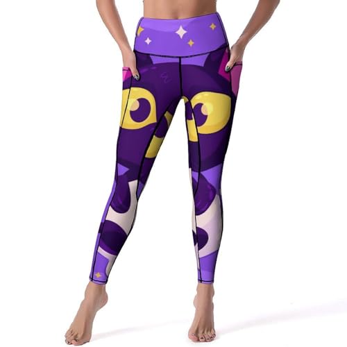 Legging taille haute chat et crâne, pantalon élastique anti-glisse fitness et gym S