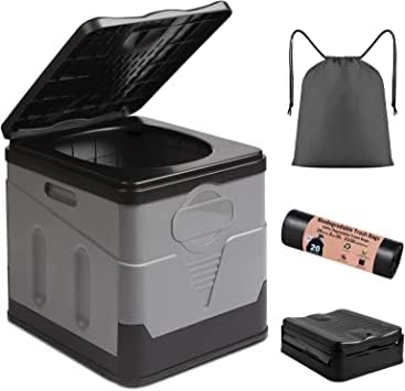 Portable Toilet for Camping, Folding Travel Toilet Camping Toilet Portable Toilet for Adults Car Toilet Camp Toilet Outdoor Toilet for Boat/Hiking/Long Trips/Beach (Folding Toilet - Black)-image-12