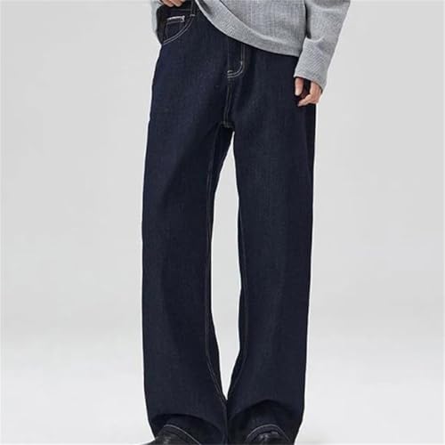 Men's Wide Leg Loose Fit Jeans Full Length Straight Cut Denim Pants Spring Casual Retro Trousers2