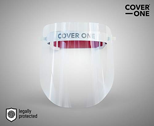 CoverOne - Visera Facial, Mascarilla Protectora Completa. Protector Facial Transparente Ajustable de Plástico Ligero para Protección (100)