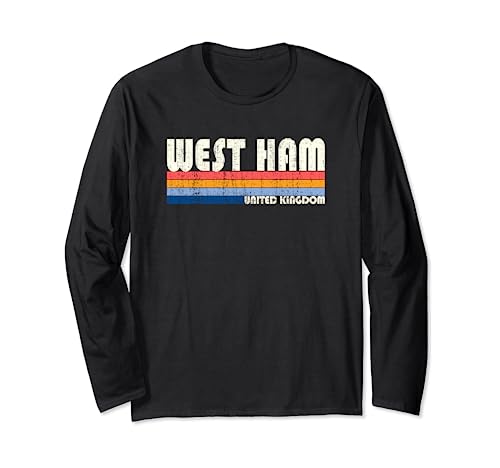 Retro Vintage 70s 80s Style West Ham, Regno Unito Maglia a Manica