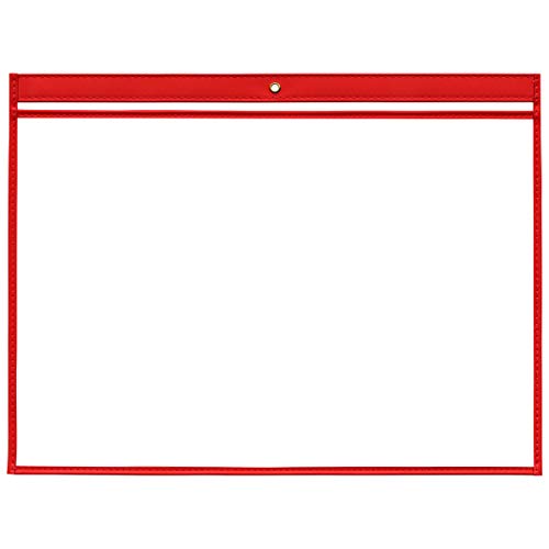 StoreSMART - Rigid Sewn Vinyl Plastic Pockets - Red -25 Pack - 18" x 12" - Open Long Side - T85216L-R-25