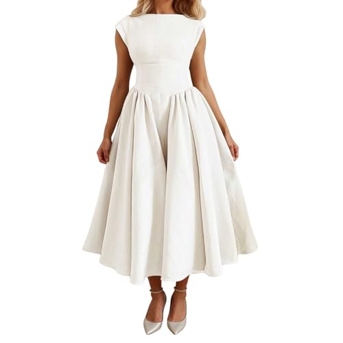 Tobysper Vestido de fiesta maxi para mujer, vestido de noche, vestido de cóctel, volantes, hendidura, vestido de boda, vestido de fiesta, vestido de graduación, vestido de cóctel, Blanco, 3XL