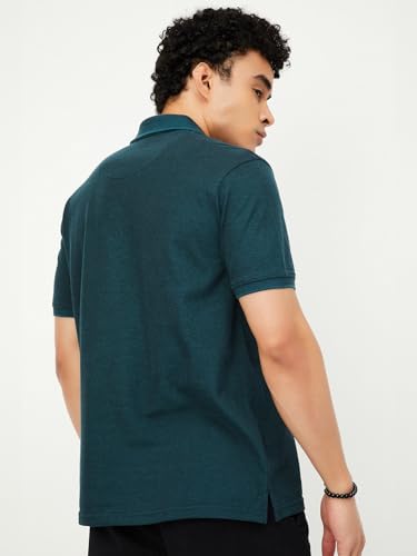 Image of Max Mens Cotton Blend Regular Fit Half Sleeves Solid Polo T-Shirt