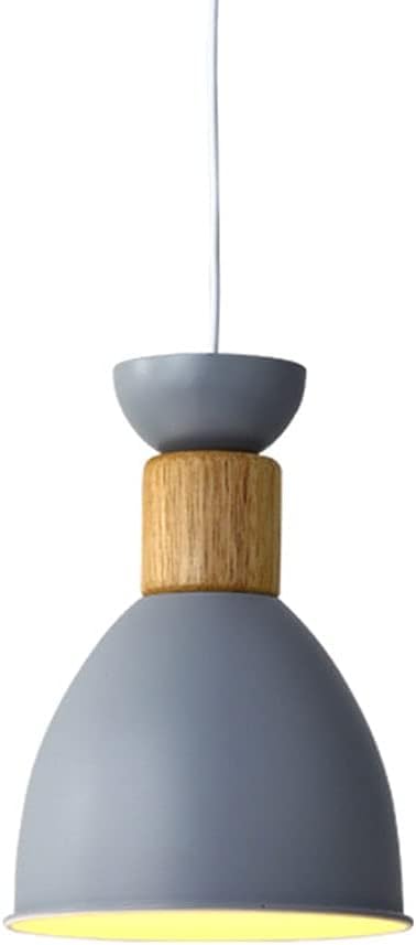Luminaire suspendu bois et métal macaron noir pour table de restaurant