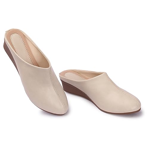 Image of Comfortable Women's Slip-on Wedge Back Open Mules Shoes & Sandals