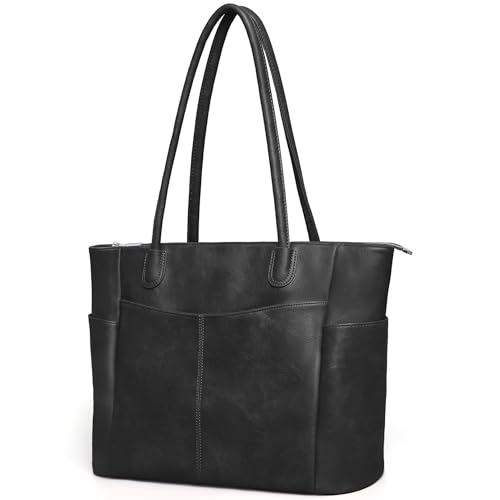 monrich Black Vegan Leather Tote Bag 23L Women’s Purse