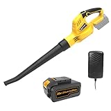 20V Cordless Leaf Blower, Snow Blower with 3.0A Battery and Fast Charger Electric Handheld Leaf Blower for Lawn Care Sweeping Snow and Surface Dust Cleaning