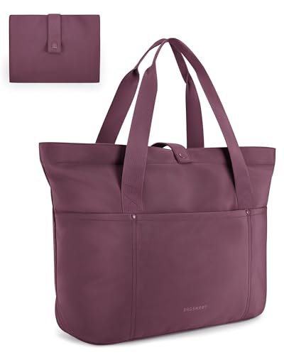Image of BAGSMART Tote Bag for Women, Foldable Tote Bag With Zipper Travel Shoulder Bag Handbag for Work