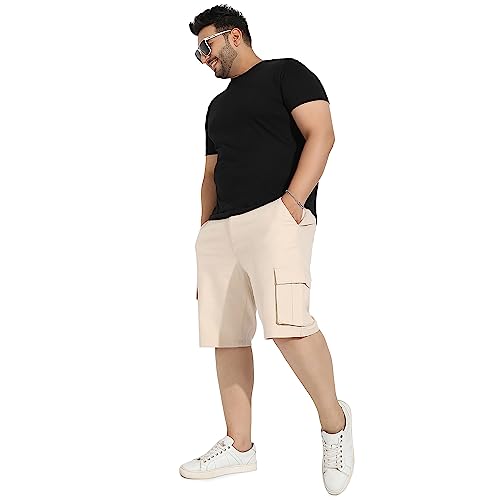 Image of Instafab Plus Men's Cargo Shorts for Casual Wear | 6 Pockets | Plus Size Fit | Button Closure | Cotton Poly Cargo Shorts Crafted with Comfort Fit for Everyday Wear