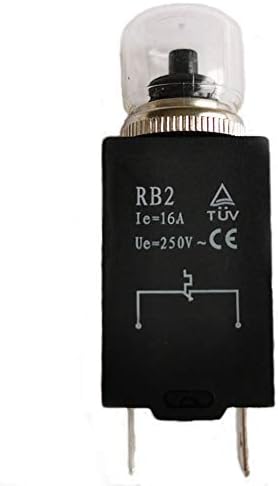 RB2 16A 125/250V 2 Pins Motor Thermal Protection Switch Equipment Miniature Circuit Breaker Manual Reset Push Button Switches with Undervoltage Overload and Short Circuit Protection, 2-Pack
