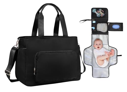 Image of Multifunction Diaper Bag Tote with Portable Changing Pad Breast Pump Bag with 15 Inch Laptop Sleeve Work Bag