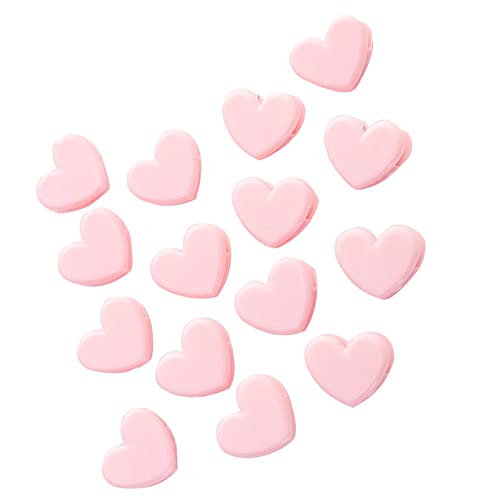 TSUBASI かわいいクリップ ピンクハート型 プラスチック製 可愛い文房具 ミニ装飾品 写真/アジェンダ/リスト/ペーパークリップ オフィスや家庭用 洗濯小物ピンチ 15個入り
