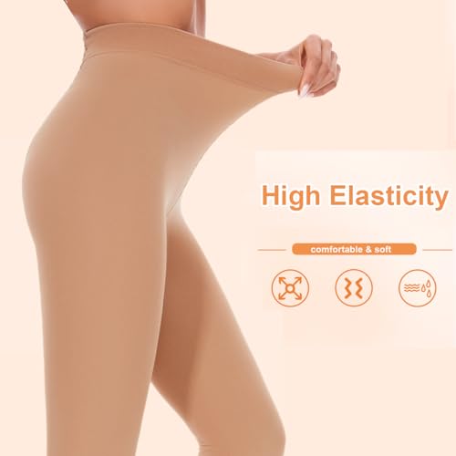 Image of DUCMODA Fleece Lined Tights for Women, Warm Thermal Winter Pantyhose, Soft Opaque Thick Leggings