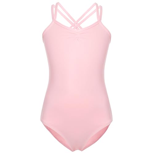 FONLAM Camisola de dança balé para menina leotardo dança camisola de ginástica clássica alças cruzadas atuação festa menina, ROSA