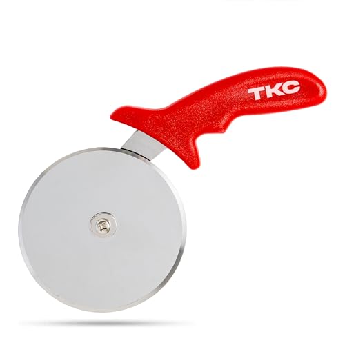 Image of TKC Kitchen Premium Pizza Cutter - Durable Stainless Steel Pizza Cutter Wheel - Easy-to-Clean, Easy-to-Use Pizza Slicer - Super Sharp with Non-Slip Handle - Dishwasher Safe Pizza Wheel (Red)