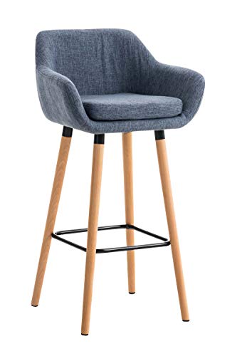 Tabouret de Bar Grant Tissu Design Scandinave I Tabouret de Bar Industriel avec Dossier et Accoudoirs I Chaise de Bar Confortable Ergonomiqu, Couleur:Bleu