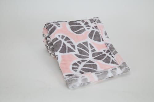 Image of Lambs & Ivy Calypso Pink/Gray Koala Leaf Print Luxury Coral Fleece Baby Blanket
