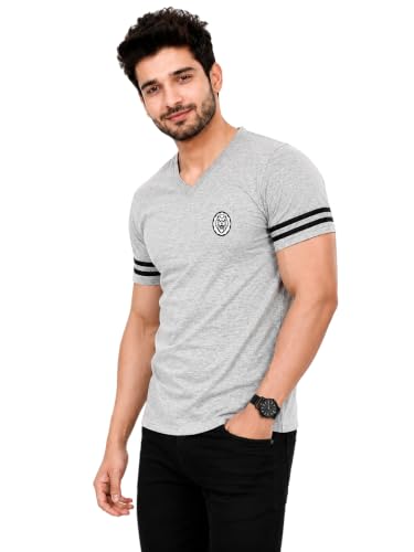 Image of Geum Men's Solid Half Sleeve V-Neck T-Shirt | Soft & Breathable Fabric | Regular Fit | Casual Everyday T-Shirt