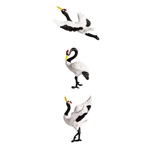 ERINGOGO 3Pcs Miniature Crane Model Red Crowned Crane Figurines for Micro Landscape Adornment for Home and Wedding Decoration for All Ages