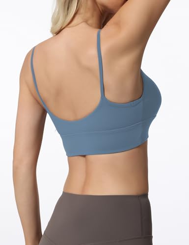 Image of Sports Bras for Women Spaghetti Strap Padded for Yoga Running Gym Workout, Wireless Scoop Neck Bras Crop Tank Top