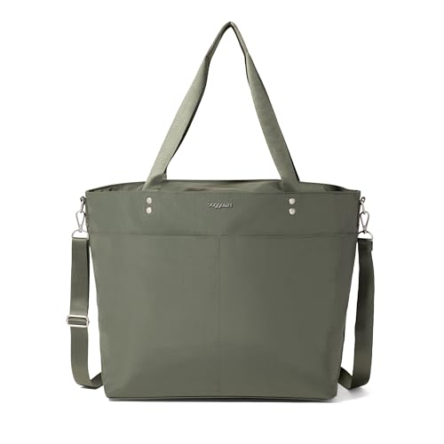 Image of Baggallini Carryall Tote - Lightweight Nylon Zipper Top Weekender Travel Beach Bag w /Luggage Sleeve
