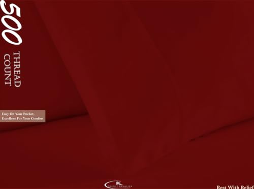 Image of Bad Sheet Queen Size Fitted Egyptian Cotton 500 Thread Count Hotel 1 Piece Queen Fitted Bedsheet- Fit Mattress Up to 12 inch- Extra Soft, Wrinkle Free, Breathable Sheet- Burgundy