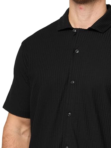 KARL LAGERFELD Men's Short Sleeve Button Front Collared Woven Dress3